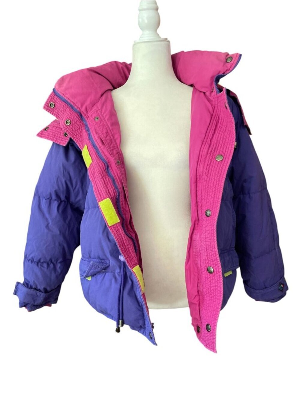 Vintage Brambilla France Puffer Jacket S Purple Pink Reversable Ski Parka 80s 90